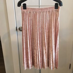 Pink Velvet Pleated Skirt